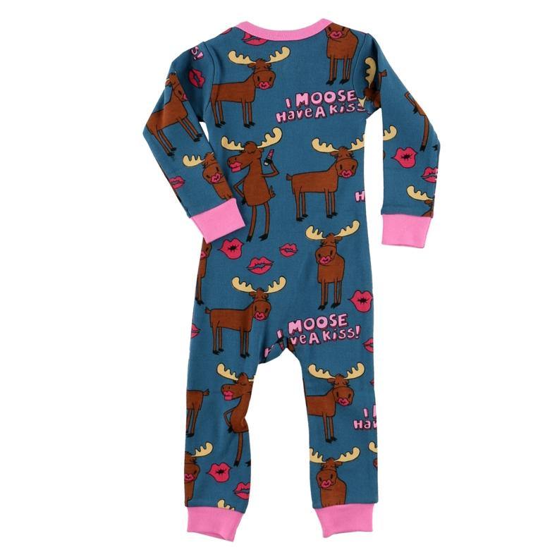 LazyOne Moose have a Kiss Infant Sleepsuit with zip - Maby Kids